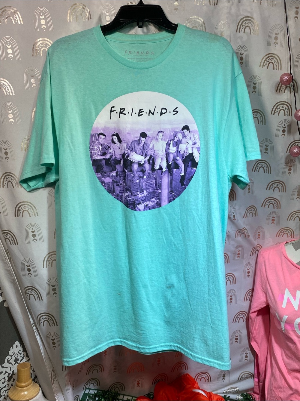 FRIENDS Mint Green Short Sleeve Tee with Purple Graphic